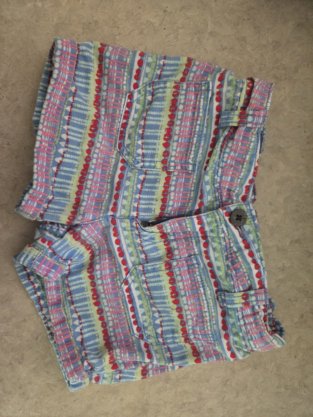 Toughskins Girls Multicolor Striped Pattern Shorts - Blue, Pink, Green, Red